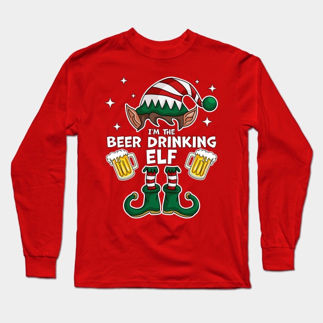 I'm The Beer Drinking Elf - Elf Matching Family Christmas Long Sleeve T-Shirt by OrangeMonkeyArt